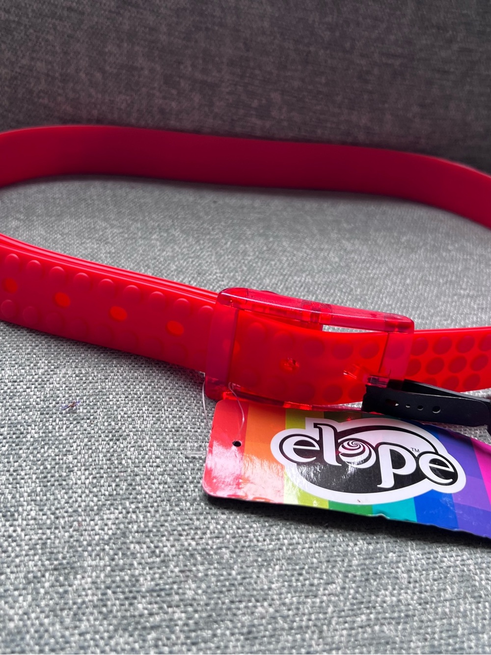 Men's Bright Red Silicone Belt with Dot Texture